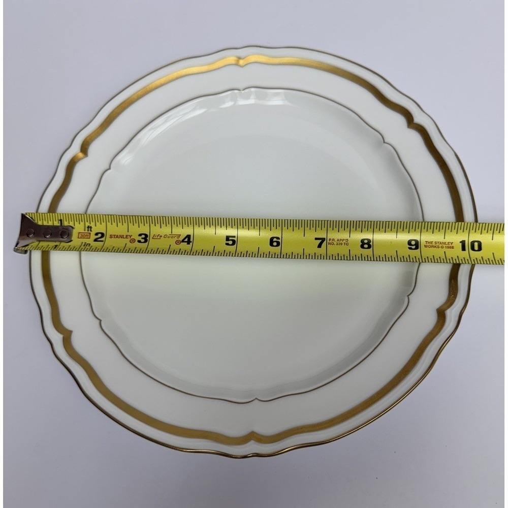 Raynaud White Limoges Dinner Plate Gold Band Scalloped Rim France Timeless - Picture 4 of 6